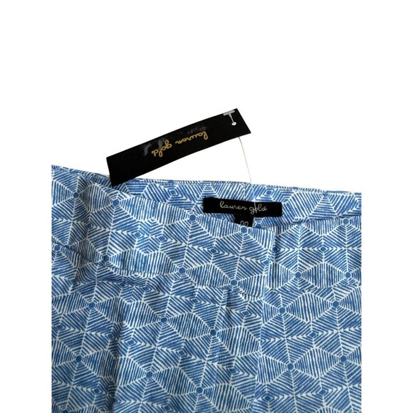 LAUREN GOLD Blue White Patterned Shorts Size 00 NEW NWT - Picture 7 of 11